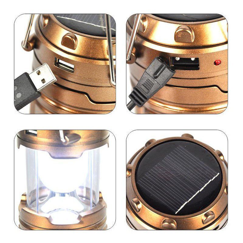 Linterna Camping LED Portátil Solar Recargable PowerBank Eléctrica YY858