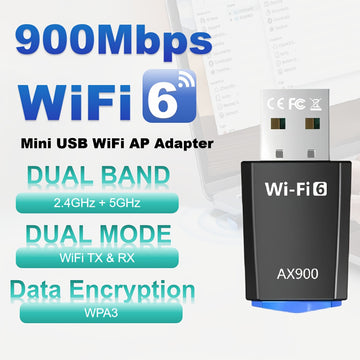 Adaptador Mini USB WiFi6 AX900 MCPIWOHY, Plug and Play, Banda Dual 2.4/5G, Sin Controladores, Compatible con SmartThings, Transmisor Receptor de Red de Alta Velocidad