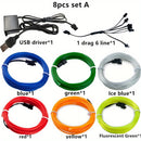 8 piezas de juego combinado EL Luminous Wire, 1 metro de largo EL luz fría de alambre fluorescente, luz decorativa de ambiente DIY, luces de escena de baile fluorescente