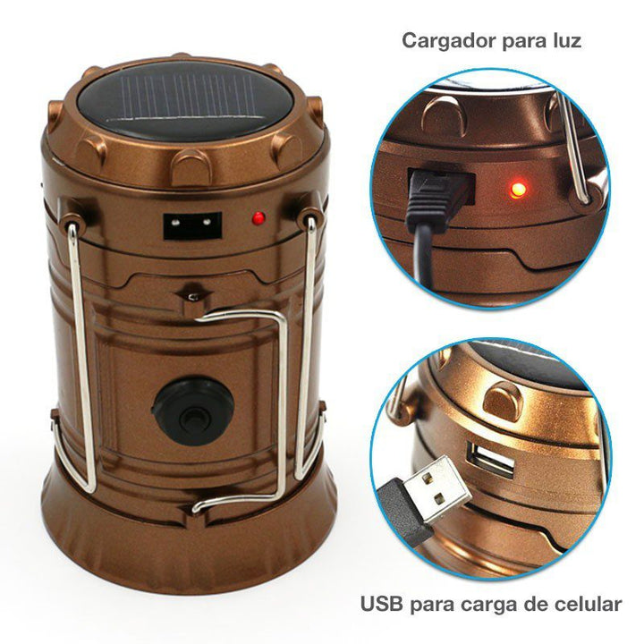 Linterna Camping LED Portátil Solar Recargable PowerBank Eléctrica YY858