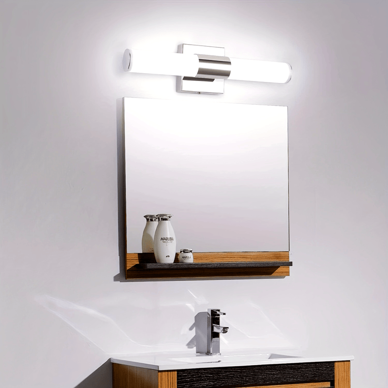 Luces LED para tocador, modernas lámparas de baño de acero inoxidable sobre espejo como iluminación de maquillaje, apliques de pared para baño (8W 15.75 pulgadas)