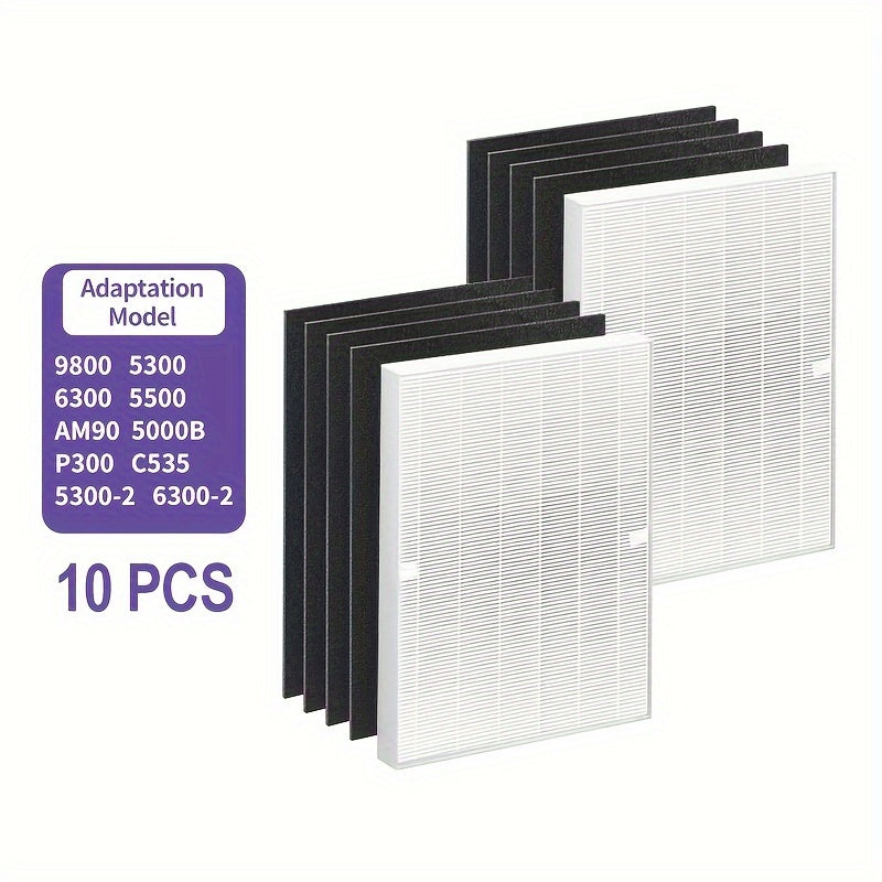 Filtro Premium True HEPA H13 115115 Compatible con Filtro Winix A Tamaño 21 Purificador de Aire Plasma Wave AM90 P300 5300 5500 5300-2 6300-2 6300 C909 9800 C535 - Paquete de 2 + 8