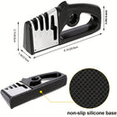 1 pieza de afilador de cuchillos portátil ZOKONI - Precisión de 4 grados, acero de tungsteno y diamante, afilado grueso, medio y fino, mango ergonómico negro para cuchillos de cocina, tijeras, herramientas de jardín - Afilador manual multifuncional, afil