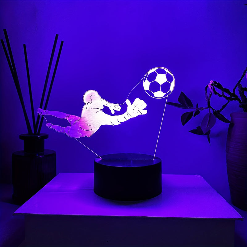 1 lámpara nocturna creativa de portero de fútbol en acción de clavado, con cambio de color al tacto, un regalo único para fanáticos del fútbol