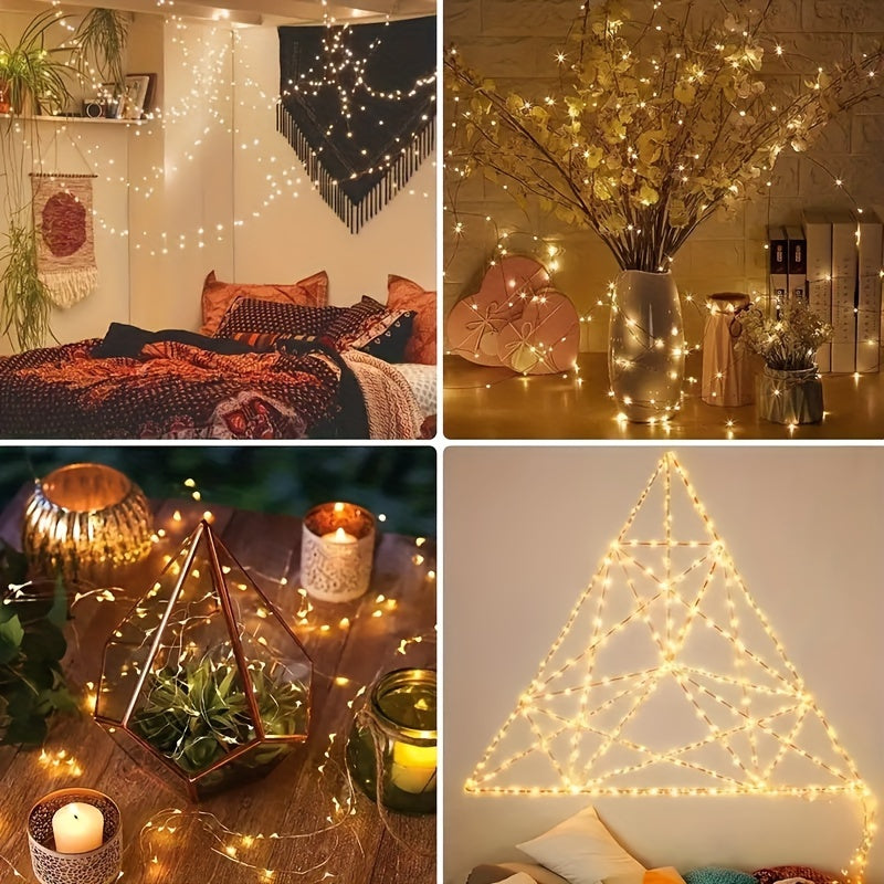 10 piezas de luces de hadas que funcionan con pilas, 20 luces LED de cadena mini, luces de estrellas de luciérnagas, adecuadas para el día de San Valentín, bodas, fiestas, luces intermitentes navideñas