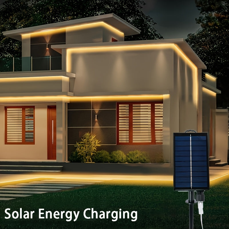 Luces LED solares para exteriores, control remoto, 8 modos de iluminación y 3 funciones de temporizador. Cuerdas luminosas ideales para jardín, camping, pasillos, balcón, escaleras, fiestas, Halloween y decoraciones navideñas