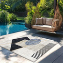 Alfombra de Terciopelo/853g/m² con Patrón Geométrico Abstracto para Jardín - Experiencia Lujosa de Camping, Suave y Antideslizante Lavable a Máquina, Diseño Moderno Grande para Uso Exterior