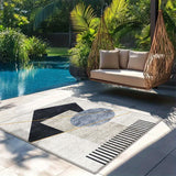 Alfombra de Terciopelo/853g/m² con Patrón Geométrico Abstracto para Jardín - Experiencia Lujosa de Camping, Suave y Antideslizante Lavable a Máquina, Diseño Moderno Grande para Uso Exterior