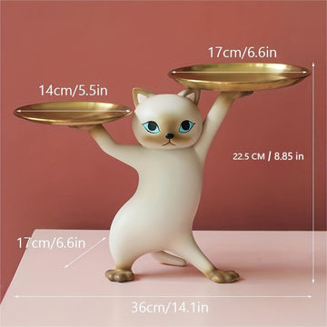 1 Estatua De Bandeja Para Gatos, Resina Nórdica, Accesorios De Decoración De Escritorio De Oficina En Casa Para Entrada De Dormitorio, Escultura De Almacenamiento De Contenedor De Dulces Para Llaves, Decoración De Habitación, Decoración Del Hogar