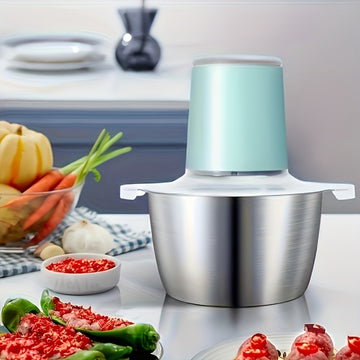 Molino eléctrico de carne de 2 litros y procesador de alimentos - Licuadora de acero inoxidable de 67,63 onzas para carnes, frutas, verduras y nueces - Recargable por USB, capacidad de 8 tazas, 1500 RPM, ideal para cocinas domésticas o comerciales, picad