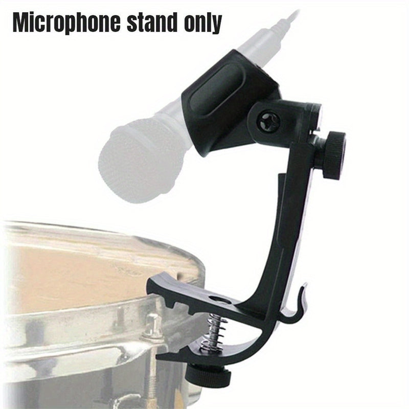 Soporte de micrófono de tambor ajustable y rotativo negro - Soporte de clip de tambor de plástico para montaje de micrófono portátil