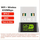 Adaptador WiFi Dual-Band de 650m, Tarjeta de Red Inalámbrica de 600m con Conexión USB – Transceptor Externo para Portátiles y Escritorios, Compatible con Teclados, Ratones, Mandos de Juego, Auriculares y Impresoras – Sin Necesidad de Controladores (Windo