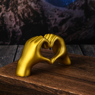 [Corazón Dorado Resina Escultura Decorativa] Escultura de Mano de Corazón Dorado de Resina - Decoración de Arte para Oficina o Hogar - Regalo Perfecto para Seres Queridos