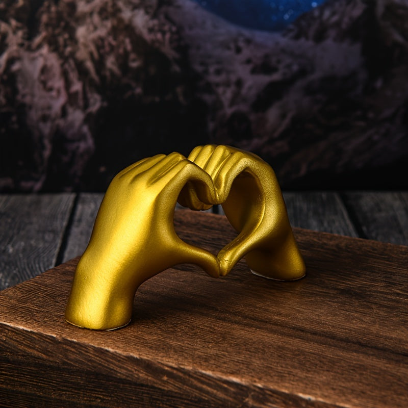 [Corazón Dorado Resina Escultura Decorativa] Escultura de Mano de Corazón Dorado de Resina - Decoración de Arte para Oficina o Hogar - Regalo Perfecto para Seres Queridos