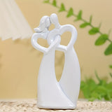Figura Romántica de Pareja Corazón a Corazón - Decoración de Amor de Resina para el Hogar y la Oficina, Perfecta para Estantería, Sala de Estar o Entrada