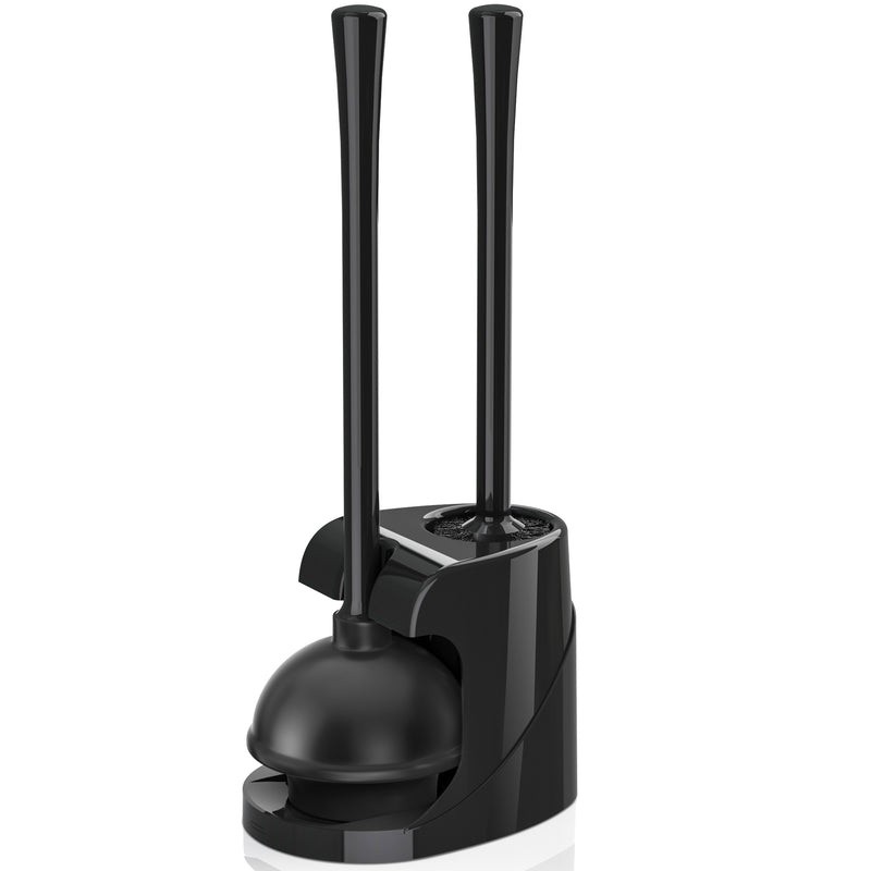 1 Juego De 1 Pieza, Desatascador Y Cepillo Para Inodoro, Conjunto De Cepillo Para Taza Y Desatascador Para Inodoro De Alta Resistencia Con Soporte Ventilado, Combo De Limpieza, Baño 2 En 1 Con Soporte Moderno, (De Color Negro)