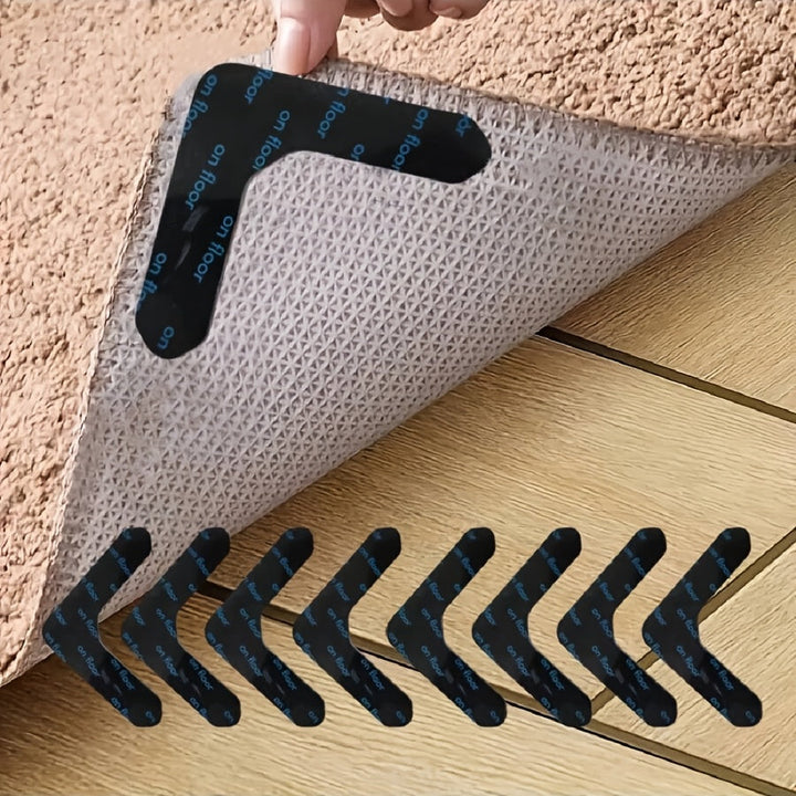 4/8/16/20piezas Cinta de sujeción de alfombra antideslizante - Lavable, Reutilizable, Adhesivo de doble cara para pisos de madera dura y baldosas