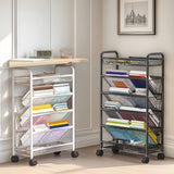 Estantería Metálica Multifuncional con Ruedas - Organizador de Libros y Documentos, Diseño Moderno en Blanco, Ideal para Oficina, Estudio y Hogar, Fácil Movilidad y Ajuste, Solución Perfecta para Muebles de Oficina