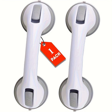 1 barra de agarre antideslizante blanca para ducha con ventosas - Plástico duradero, fácil instalación para seguridad en el baño y la ducha, sin pilas, regalo perfecto para el Día de San Valentín o Navidad, diseño elegante, construcción resistente