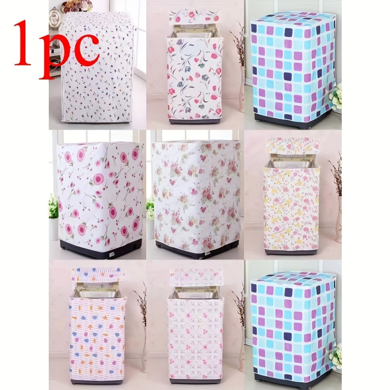Tapa de lavadora PE - Diseño moderno floral y geométrico, cubierta duradera y resistente al polvo que no se desvanece para lavadoras de carga frontal y lavado de un solo golpe, patrones de hojas vibrantes, se adapta a balcones y espacios de vida, portáti