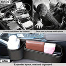 Caja de almacenamiento ajustable para rellenar el hueco entre los asientos del coche con tapa para tazas - Organizador multifuncional para teléfono, llaves, gafas y tarjetas, negro, solución de almacenamiento para coche | Accesorio de coche elegante | Al