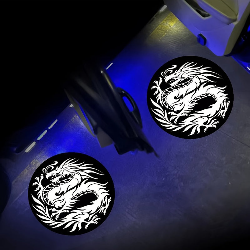 2pcs Luces Proyector de Logo de Puerta de Coche LED - Amable Bienvenida al Paso, Funcionamiento con Batería, Brillo de 200-350lm, Regalo Perfecto para Niñas