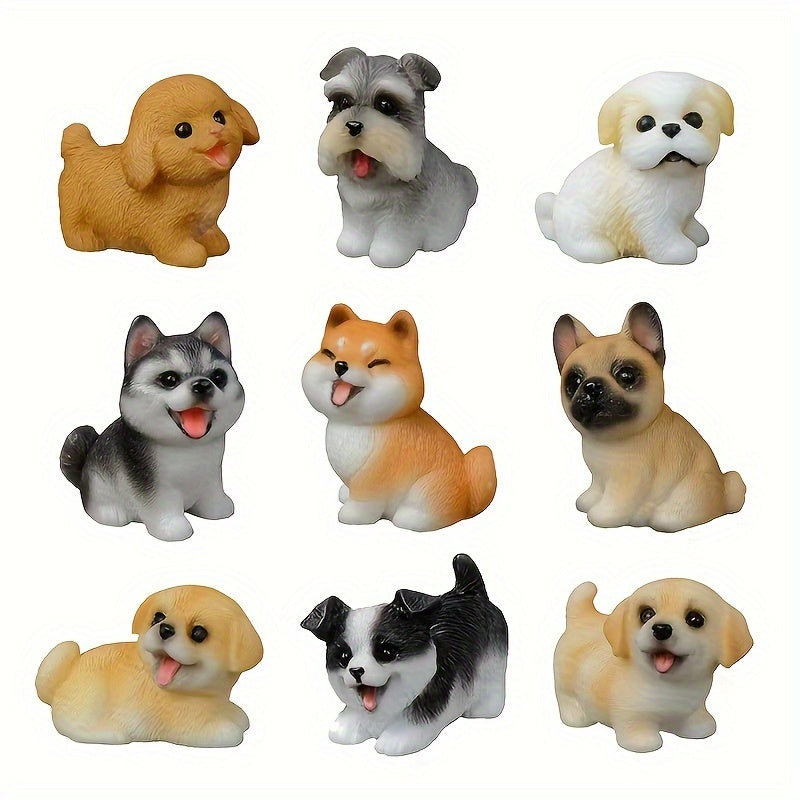 14 piezas de figuritas de resina de perro lindo, adornos de cachorro en miniatura, no requiere energía, para paisaje micro, decoración creativa de coche y escritorio, ideal para decoración de fiesta en casa, accesorios de jardinería caja ciega