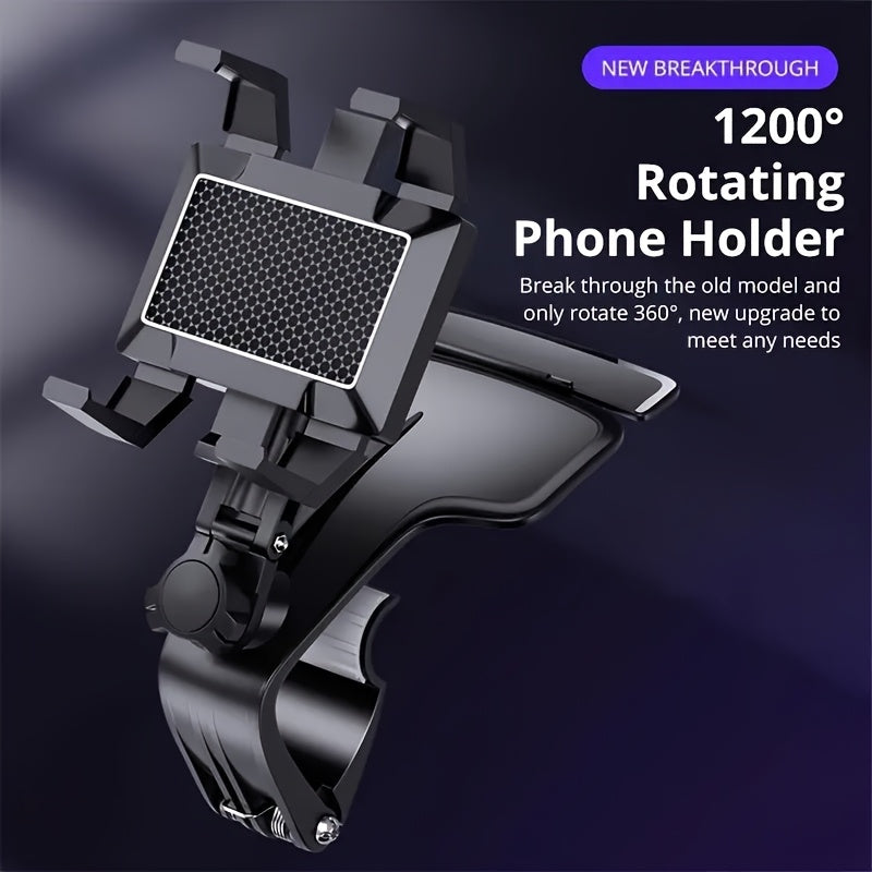 1pc Soporte universal para teléfono de coche giratorio 360°, soporte ajustable para salpicadero con compatibilidad automática, material ABS no impermeable, soporte rectangular para navegación GPS para uso en vehículos