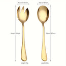 Juego de 2 piezas de Cuchara y Tenedor Integrados de Acero Inoxidable, Cuchara y Tenedor para Ensalada Chapados en Oro, Tenedor para Pasta