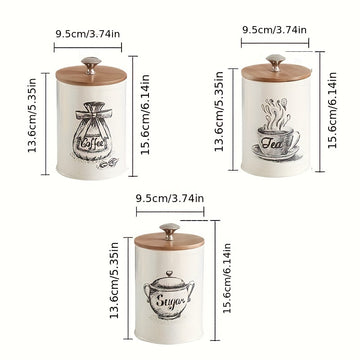 Conjunto de 3 latas para almacenar azúcar, té y café