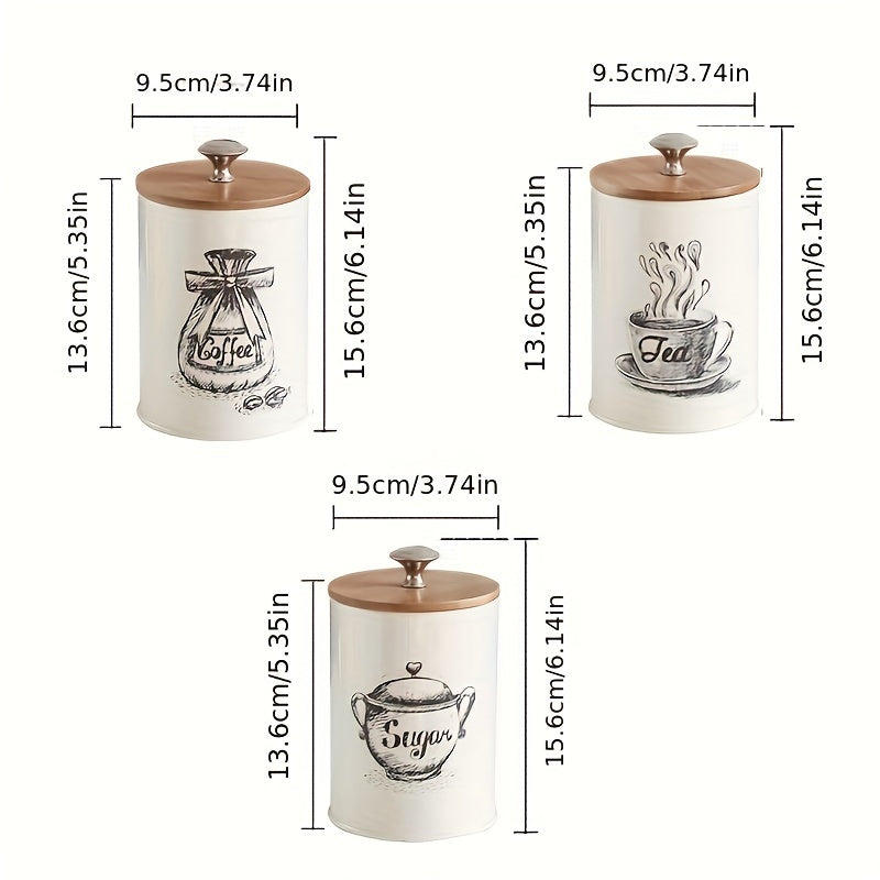 Conjunto de 3 latas para almacenar azúcar, té y café