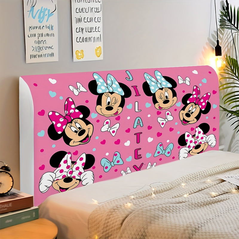 Fundas de Cabecero Suave de Disney Minnie Mouse - Rosa con Lazos Blancos y Corazones, Diseño Divertido de Dibujos Animados para Decoración de Dormitorio, Protege los Cabeceros, Lavables a Máquina
