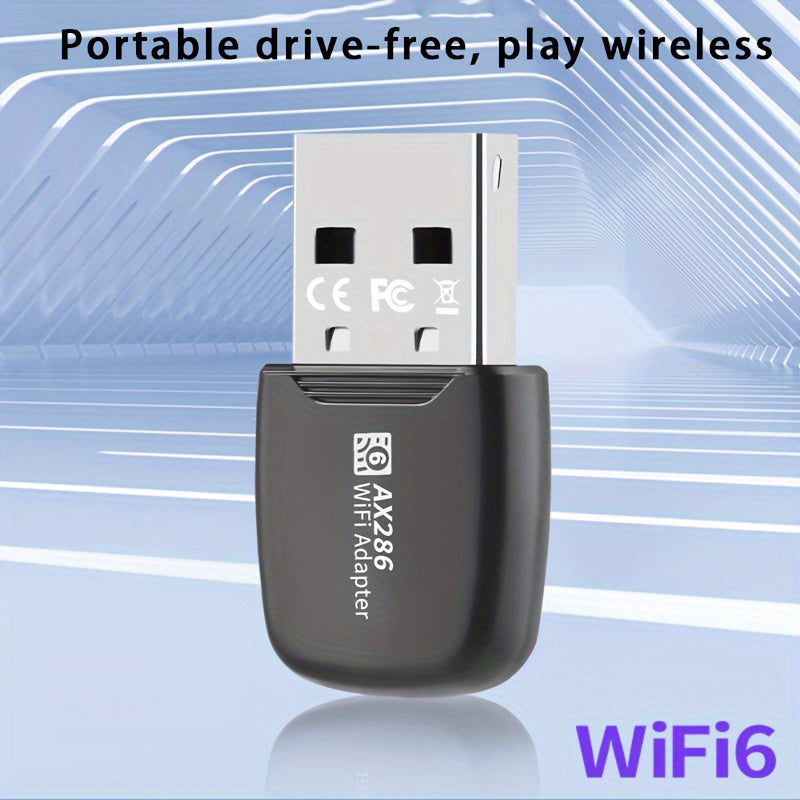 Adaptador sin varillas WiFi6 USB de 286Mbps, adaptador LAN sin varillas para portátil y escritorio, 2.4Hz, compatible con protocolo 802.11ax, penetración fuerte en 2.4GHz, transmisión más lejana, mejor cobertura, rendimiento óptimo en paredes, solo compa
