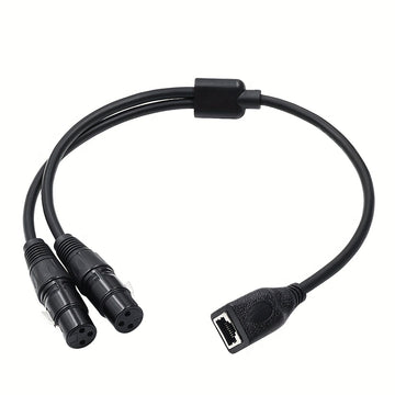 Adaptador de Cable Dual XLR a RJ45 - Negro, Extensión Macho/Hembra para la Serie de Controladores DMX-CON, Convertidor Ethernet con Múltiples Conectores, Diseño Duradero y Flexible para Sistemas de Sonido e Iluminación