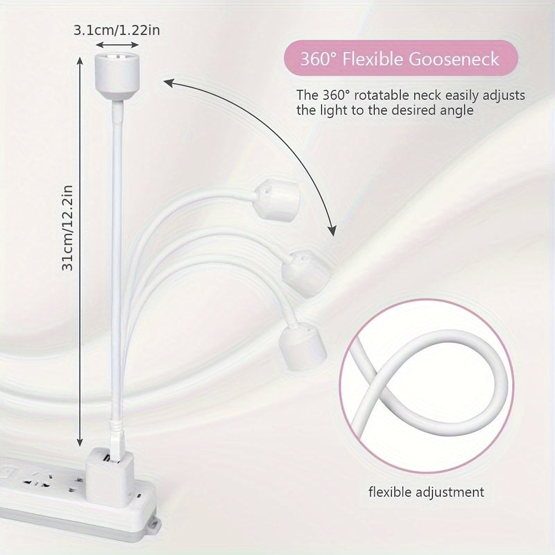 LISHUMEI 360° Lámpara de uñas de gel LED ajustable en forma de U - Lámpara de manicura de curado rápido con alimentación USB portátil con luz suave para salón y DIY, blanco, lámpara de uñas, equipo de salón, diseño elegante, plástico duradero