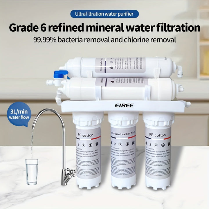 Depurador de Agua Avanzado de 6 Etapas para Cocina: Filtración Precisa de 0.01 Micrones, Elimina Óxido/Sedimentos/Metal Pesados/Cloro Residual/Bacterias/Virus, Conserva Minerales Saludables, Grifo y Agua Sin Preocupaciones | Accesorio Moderno para Cocina