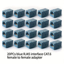 20 Piezas Adaptadores Ethernet RJ45 Azules CAT6 10Gbps, Macho a Macho Transferencia de Datos Alta Velocidad, Control por App Inteligente, Sin Necesidad de Fuente Externa para Computadoras, Smartphones, Tabletas, Uso en Hogar y Oficina, Conectividad Red,