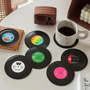 6 posavasos de vinilo, posavasos retro creativos con diseño de CD de rock americano, antideslizantes y aislantes, mantel individual para decoración de habitación