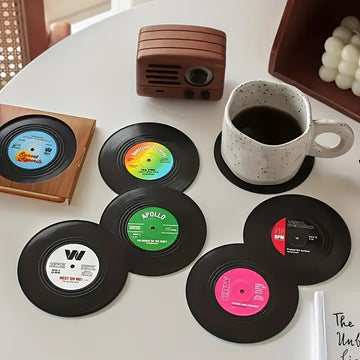6 posavasos de vinilo, posavasos retro creativos con diseño de CD de rock americano, antideslizantes y aislantes, mantel individual para decoración de habitación