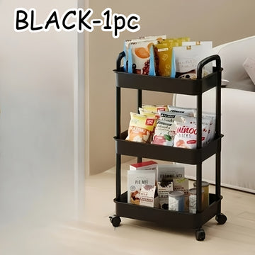Carrito de almacenamiento plástico blanco de 3 niveles con ruedas – Organizador resistente multicapa para cocina, baño y dormitorio – Ideal para libros, toallas y artículos esenciales – Carrito móvil fácil de mover