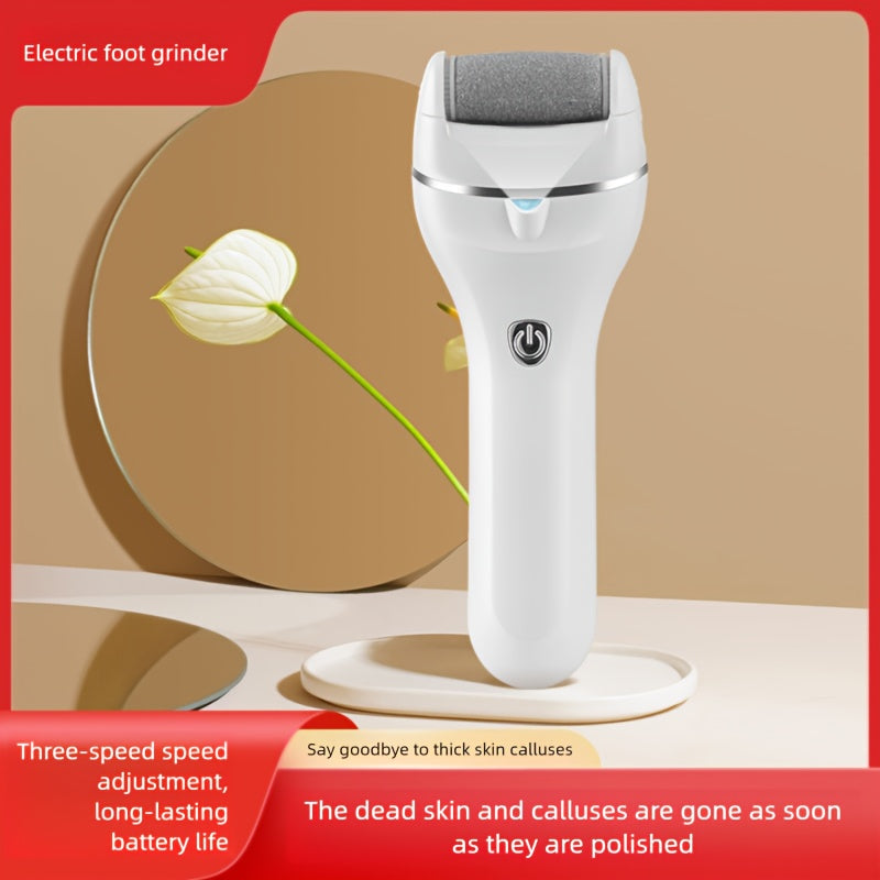 Limpiador de Pies Eléctrico con 3 Velocidades Ajustables, Fácil Montaje y Desmontaje, Diseño Ergonómico con Mango Largo, Incluye Cabezal de Molienda de Repuesto Gratis