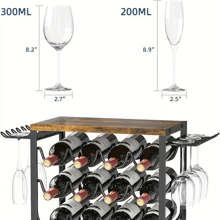 Estilo europeo de hierro forjado para vino tinto en el hogar, decoración de encimera de barra, montaje desmontable, estante de almacenamiento de vidrio y vino rojo (regalo de Navidad)