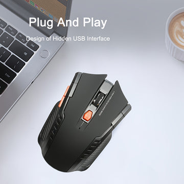 Ratón de Juego Inalámbrico BalanceFit 2.4G con Receptor USB, Diseño Ergonómico, 6 Botones, Baja Latencia, Rendimiento Suave y Estable para PC, Portátil, Oficina y Juegos - Rojo y Negro (Batería No Incluida), Ratón de Oficina | Diseño Elegante del Ratón |