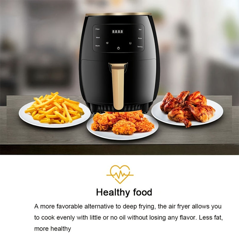 Freidora de Aire 4.5L Gran Capacidad 1400W Circulación de Aire Caliente Inteligente Automática Multifunción con Pantalla LED Sin Aceite para Hogar