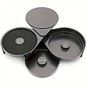 1Pc, Herramientas de barman de 3 niveles, Contenedores de vidrio de sal y azúcar de plástico de 3 capas, Con soportes para especias, Diseñados para margaritas y bebidas mezcladas, Equipo de barman.