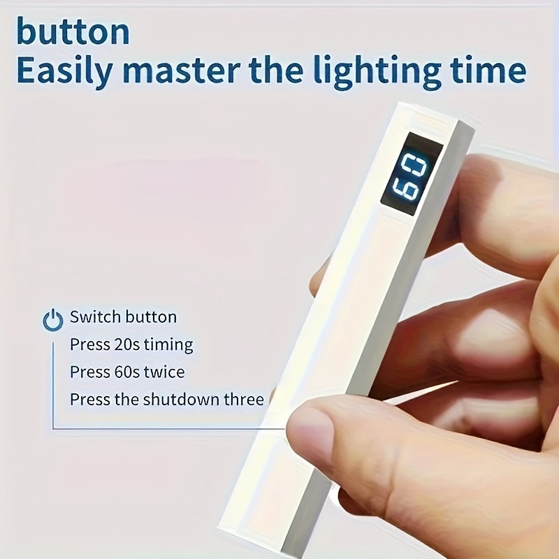 Mini Lámpara de Uñas Portátil con Pantalla LCD - Secador LED para Uñas, Alimentación USB, Diseño Compacto y Duradero en Rosa y Blanco, Ideal para Manicura y Pedicura, Equipo para Gel, Accesorio de Belleza para Hogar o Salón