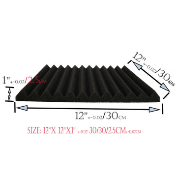 50 piezas de Paneles Cuña de Espuma Acústica VIBuilt - 30cm x 30cm x 2.5cm, Negros y Rojos para Estudio, Paneles Insonorizantes para Grabación, Instrumentos y Reducción de Ruido, Instalación Fácil, Diseño Modular