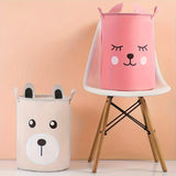 1 Cesta Con Diseño De Dibujos Animados Con Asa, Tela De Lino Con Forma De Orejas, Cubo De Almacenamiento Para Ropa Y Organización Y Almacenamiento De Juguetes Para Niños, Cesta Para La Colada Para Baño, Dormitorio, Sala De Estar, Cuarto De Lavado