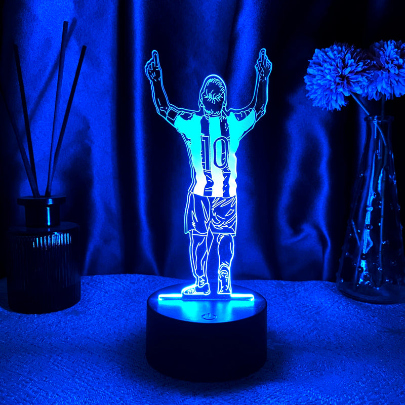 10 Jugadores de fútbol Luz nocturna 3D - Control táctil, Alimentado por USB, Regalo para fanáticos de los deportes