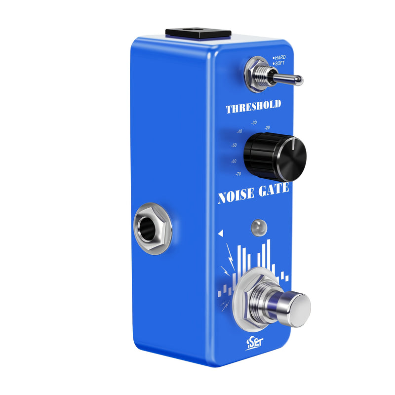 Pedal de Puerta Antiruido para Guitarra Eléctrica - Alimentado por USB con Perillas de Volumen y Tono, Procesamiento Simultáneo Analógico y Digital para Reducción de Ruido y Claridad, Diseño Audaz en Azul/, Equipo Musical, Electrónica de Alta Calidad, Co